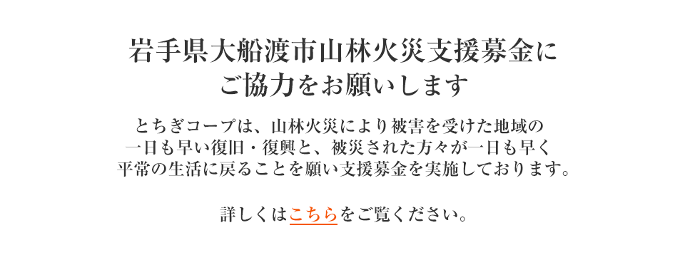 岩手県大船渡市山林火災支援募金にご協力をお願いします