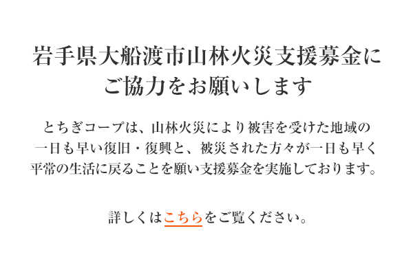 岩手県大船渡市山林火災支援募金にご協力をお願いします